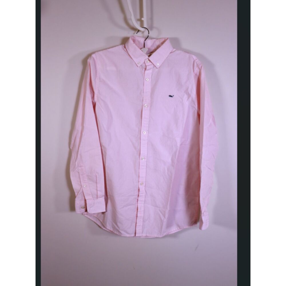 Vineyard Vines Pink White Pinstripe Button Down Shirt XL Whale Cotton Mens